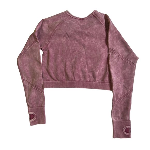 Pink Acid Wash Seamless Crop Top & Scrunch Butt Leggings Set Large Yoga Gym Sexy - Picture 7 of 8